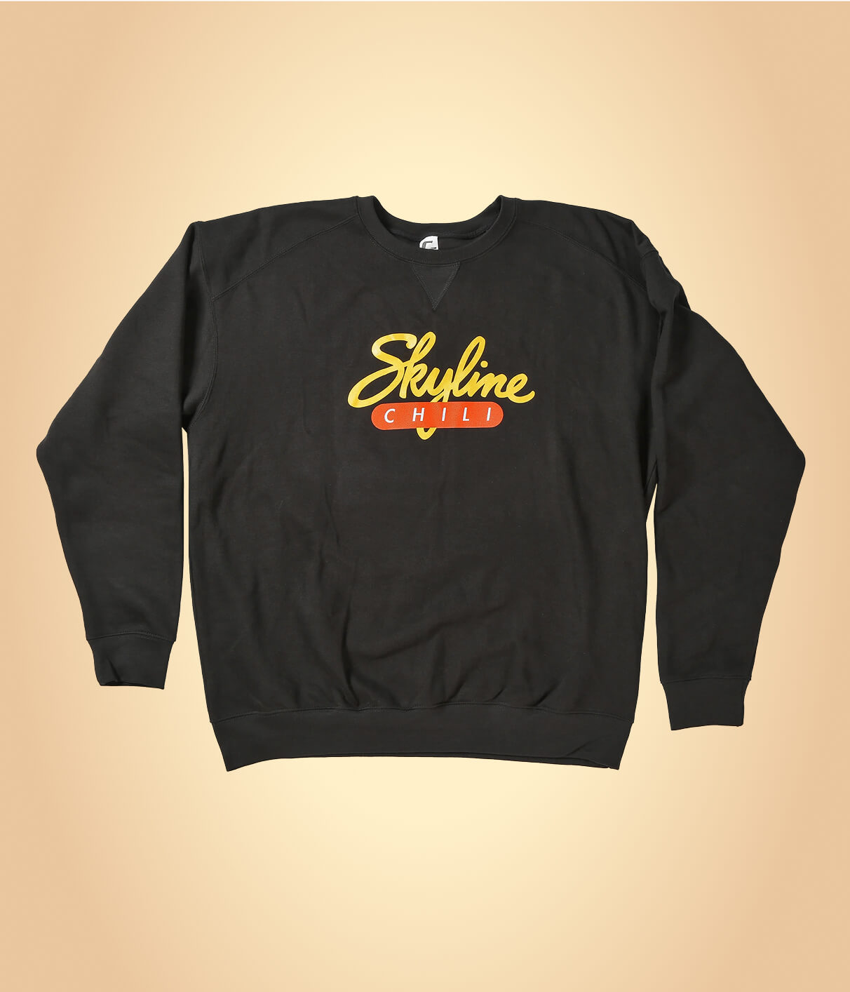 Black sweatshirt with yellow Skyline logo