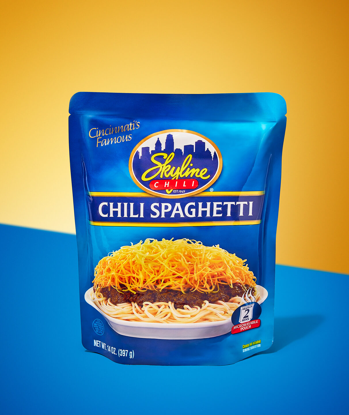 14 oz pouch of chili spaghetti grocery item