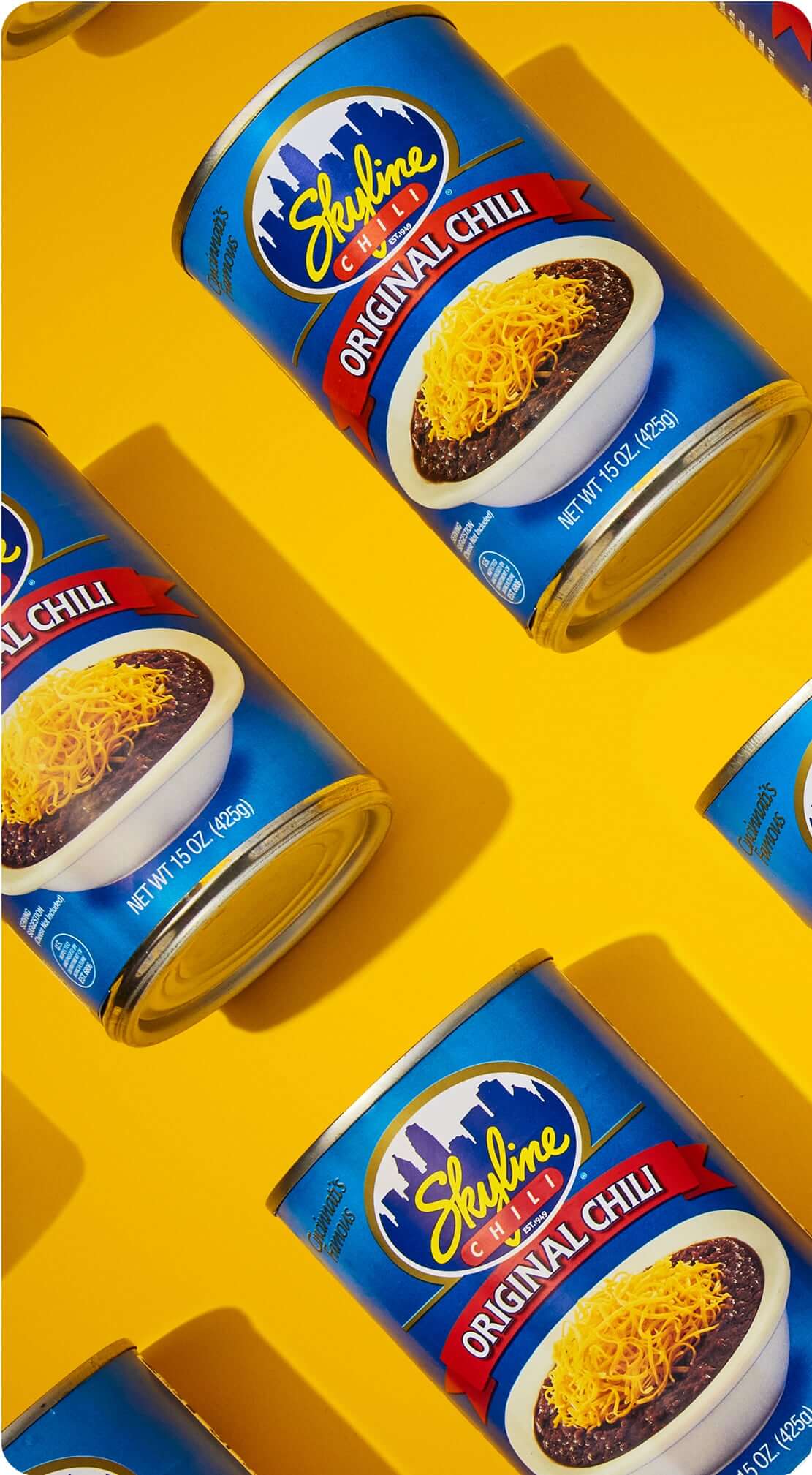 Repeating cans of skyline chili
