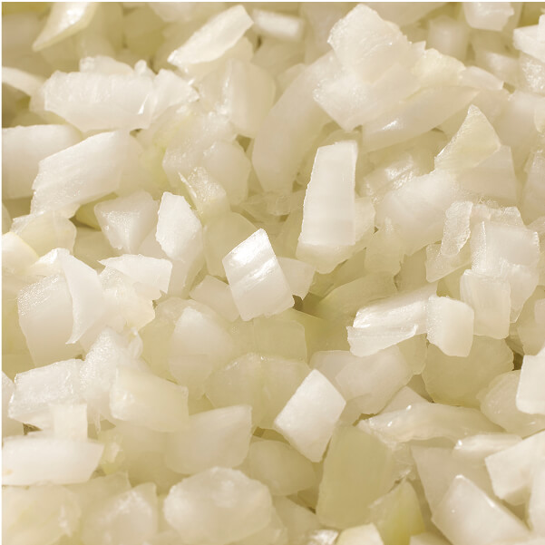 Close up shot of diced onions